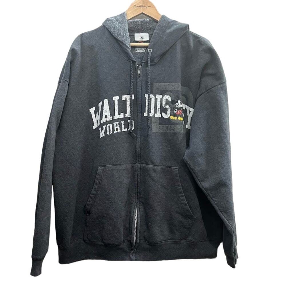 Walt Disney World‎ Full Zip Gray Mickey Mouse Sweatshirt Size 2XL